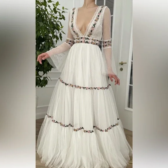 Teuta Matoshi | Dresses | Teuta Matoshi Floral Wedding Dress | Poshmark